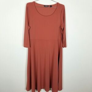 Lands'  End Women 3/4 Sleeve Fit & Flare Dress Size 1X Jersey Mauve Stretch